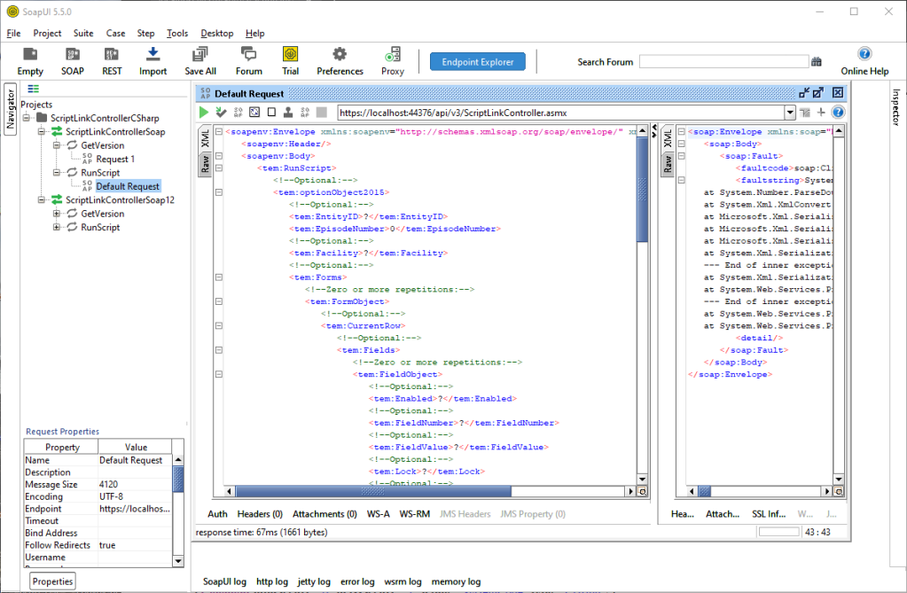 Corrected ScriptLink Default RunScript Request in SoapUI